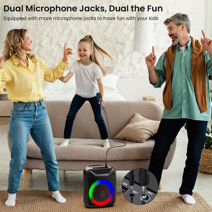 Bluetooth Speaker with Microphone, Portable Outdoor Speaker, Party Speaker with Lights, Portable PA System, D18