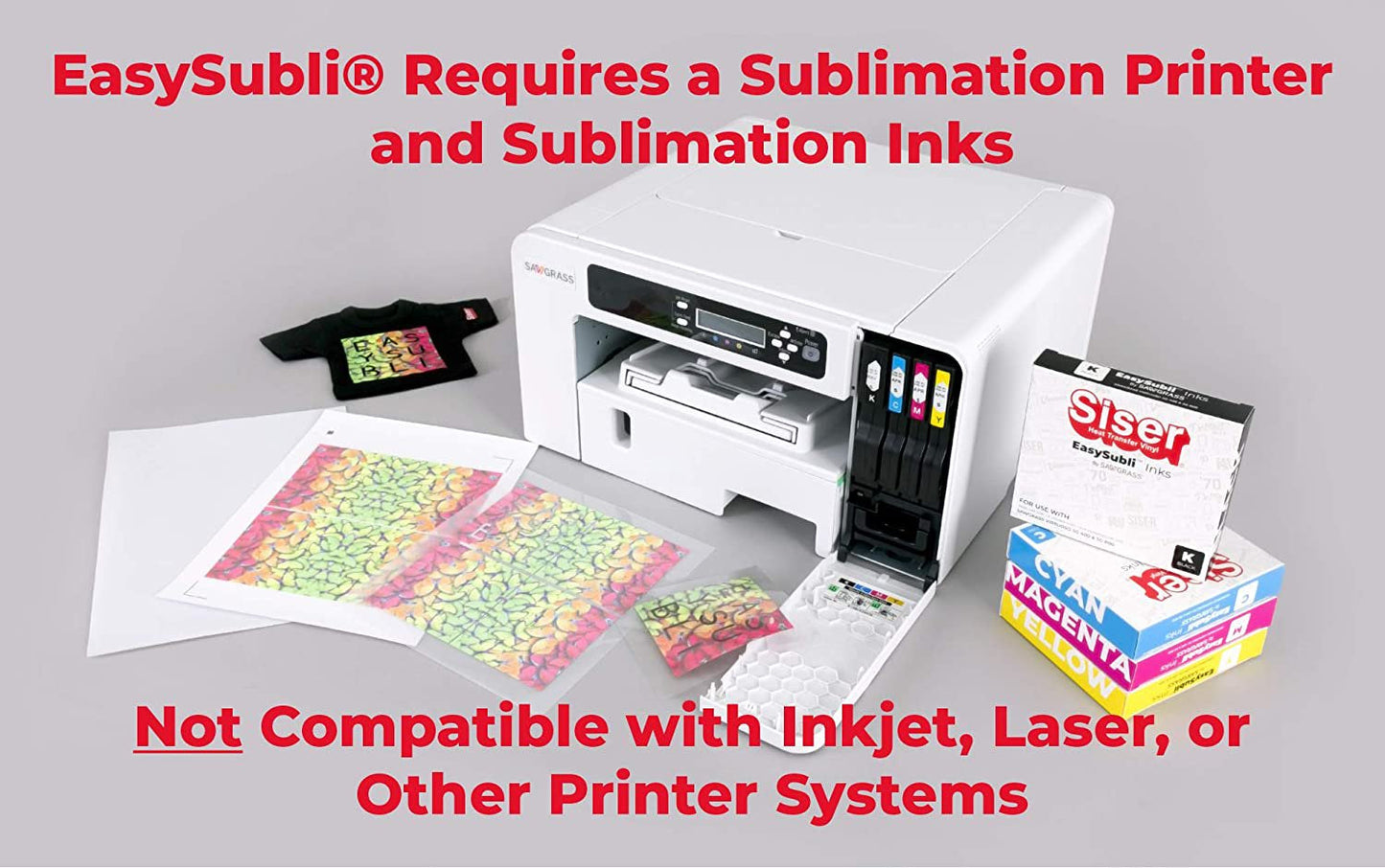 Easysubli HTV - Printable Sublimation Heat Transfer Vinyl - 10 Sheets of Easysubli (8.4"X11") and 10 Sheets of Easysubli Mask (8"X10")