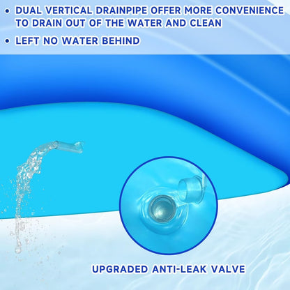 113'' Inflatable Swimming Pool, Large Kids Outdoor Pools with Wireless Pump, Blue