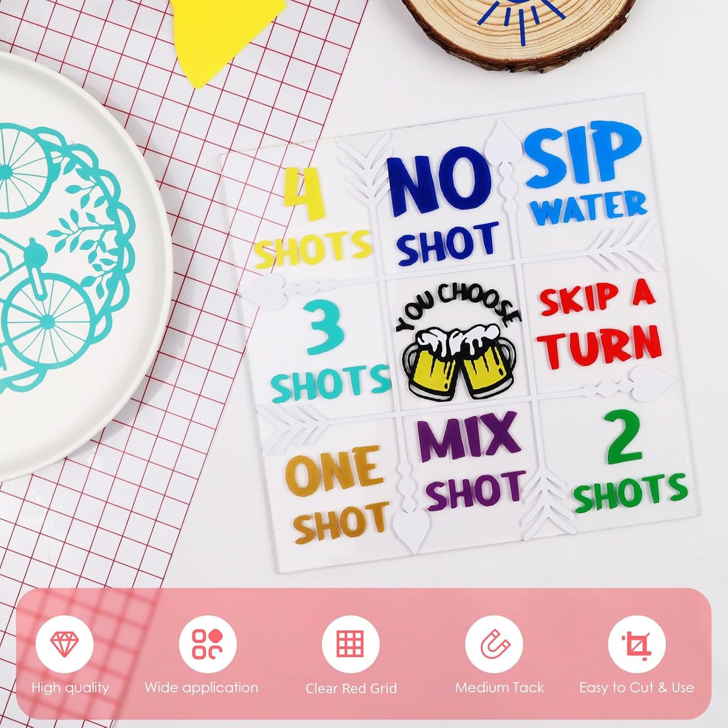 Transfer Tape for Vinyl - 12" X 100 FT W/Red Alignment Grid Transfer Paper, Medium Tack Vinyl Transfer Tape with Easy to Release for Crafts Signs Stickers Decals Walls Doors & Windows