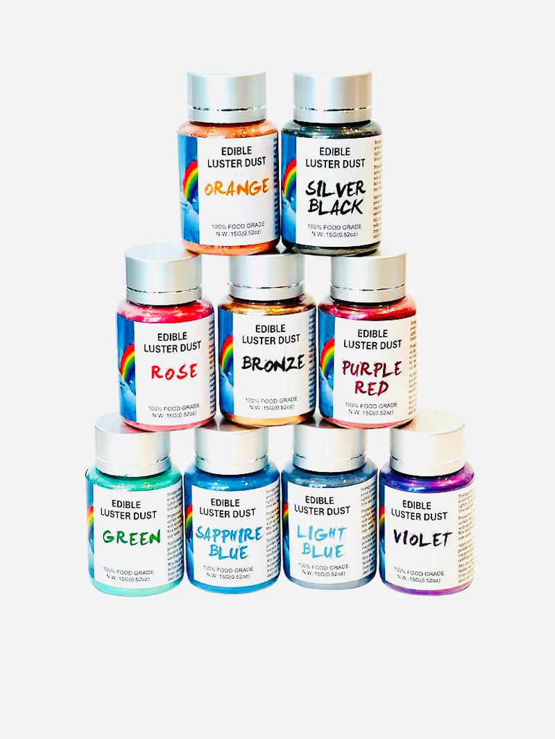 Edible Luster Dust Bundle (9 Colors) 15 Grams Each Tube