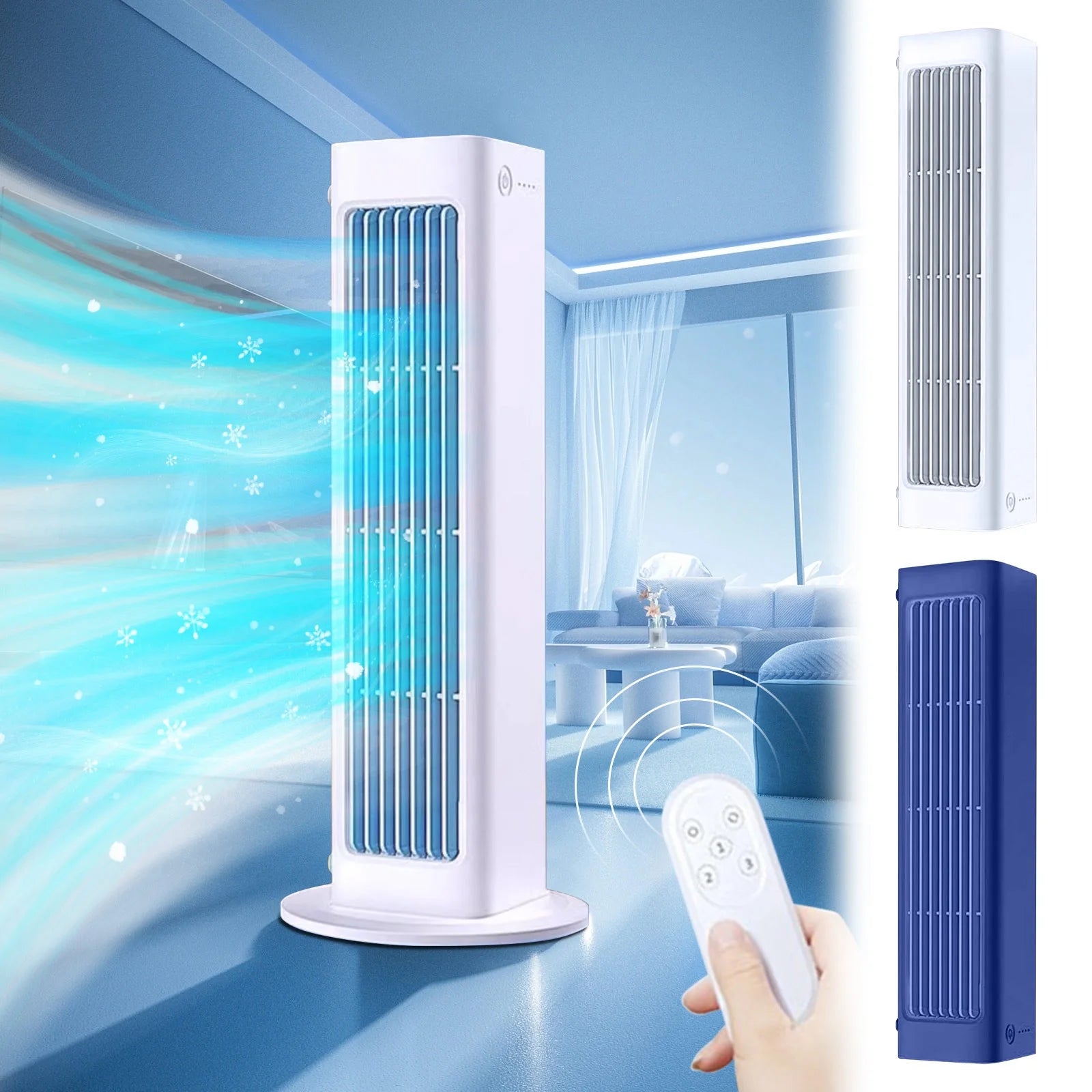 No‑Drill Wall AC Unit Fan, Portable Wireless Air Conditioner Fan, Rechargeable Charging Air Conditioner Fan, 10S Instant Cooling & 3‑Speed for Camping, Kitchen (White)