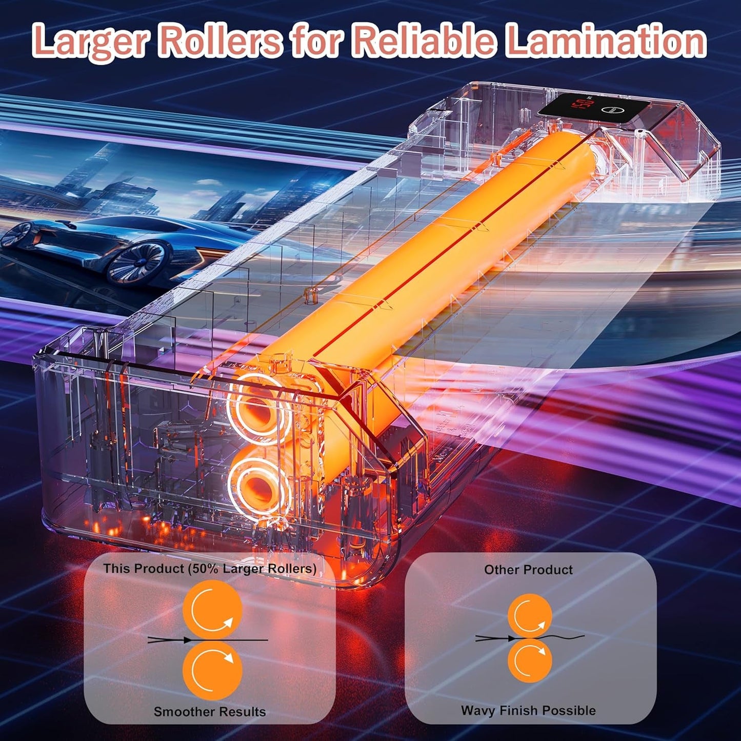 SINCHI 3–10 Mil Thermal Laminator & Foil Applicator – 13-Inch, 2-Large-Roller, 40S Warm-Up, 50S/Page, LED Touch Panel, Jam Release, Auto Shut-Off, 10 Sheets Included – for Office, School & Home Use