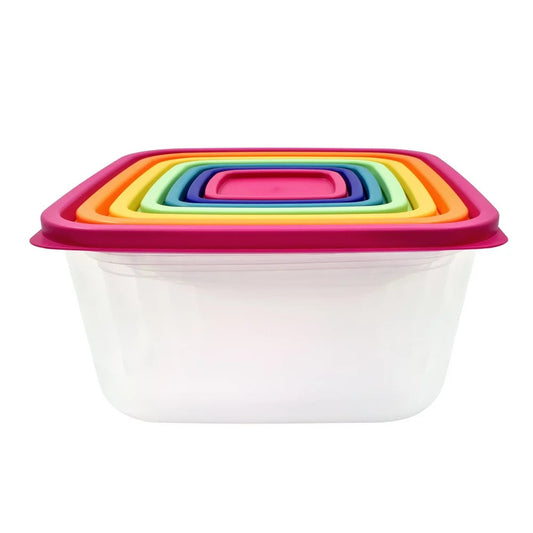 Plastic Rainbow Food Storage Set, Multi Color, 14 Count