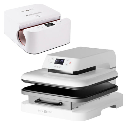 HTVRONT White Automatic Heat Press Tumbler Machine & 15"X15" Automatic Heat Press Machine for HTV Vinyl Bundle