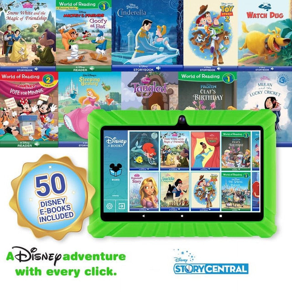 7" Android Kids Tablet 32GB, Includes 50+ Disney Storybooks & Stickers, Kid-Proof Case, (2023 Model) - Green