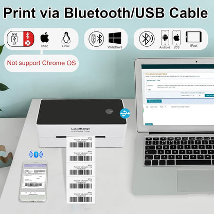 Ecommerce Shipping Label Printer, Thermal 4X6 Label Printer, 300 DPI, Bluetooth & USB, Compatible with Ios, Android, Windows, USPS, Pirate Ship, Shippo, Amazon, Ebay, Shopify
