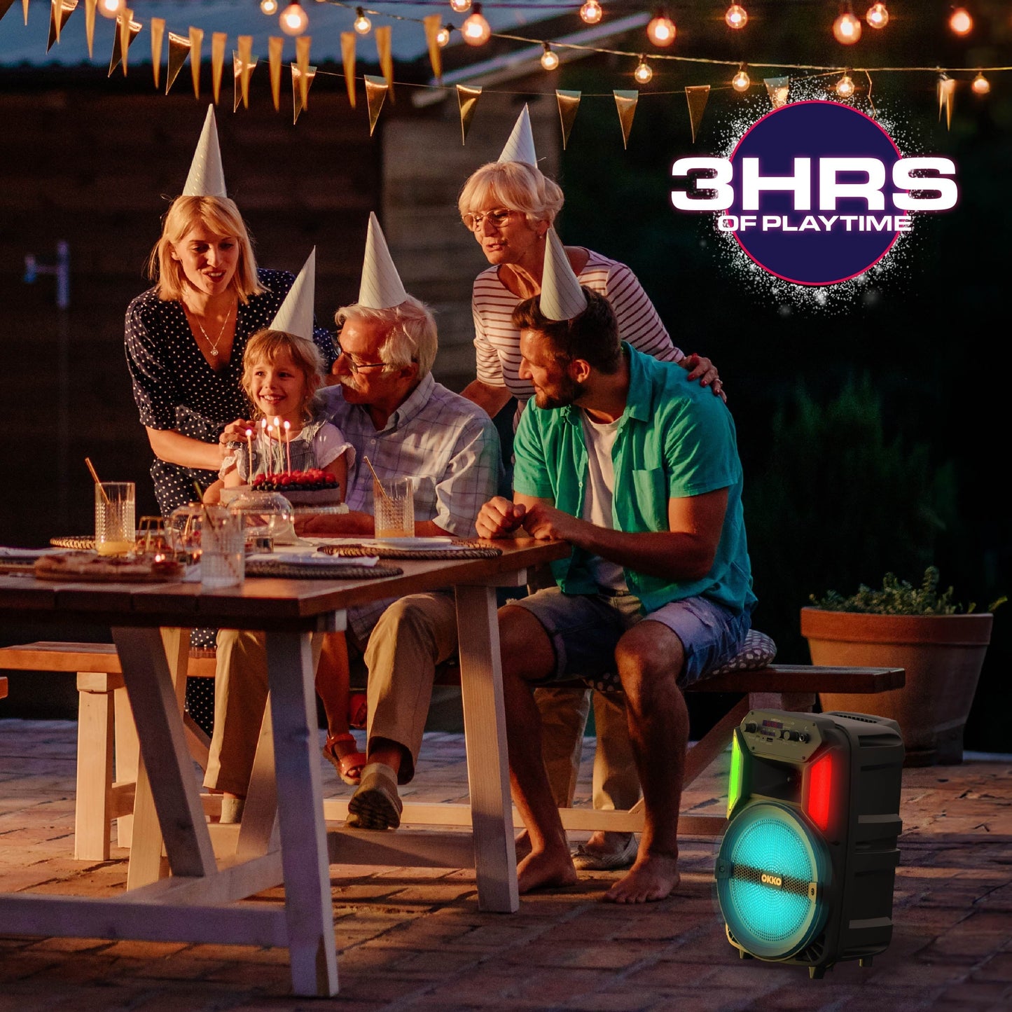 Megabass V3 Jobsite Portable Bluetooth Speaker and Karaoke System with LED Lights