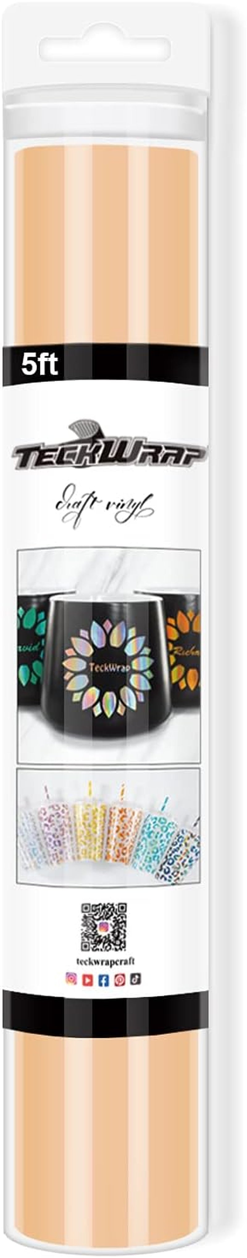 001 Vinyl Glossy Adhesive Vinyl for Craft Decal Projects 1Ft X 5Ft, Glossy Apricot