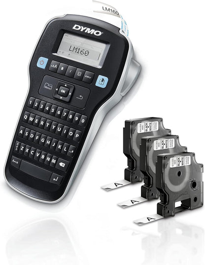 Labelmanager 160 Portable Label Maker Bundle, Easy-To-Use, One-Touch Smart Keys, QWERTY Keyboard, Large Display, for Home & Office Organization, Includes 3 D1 Label Cassettes