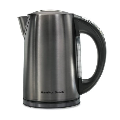 Variable Temperature Electric Kettle, 1.7 Liter, Black, Stainless Steel, New, 41022F