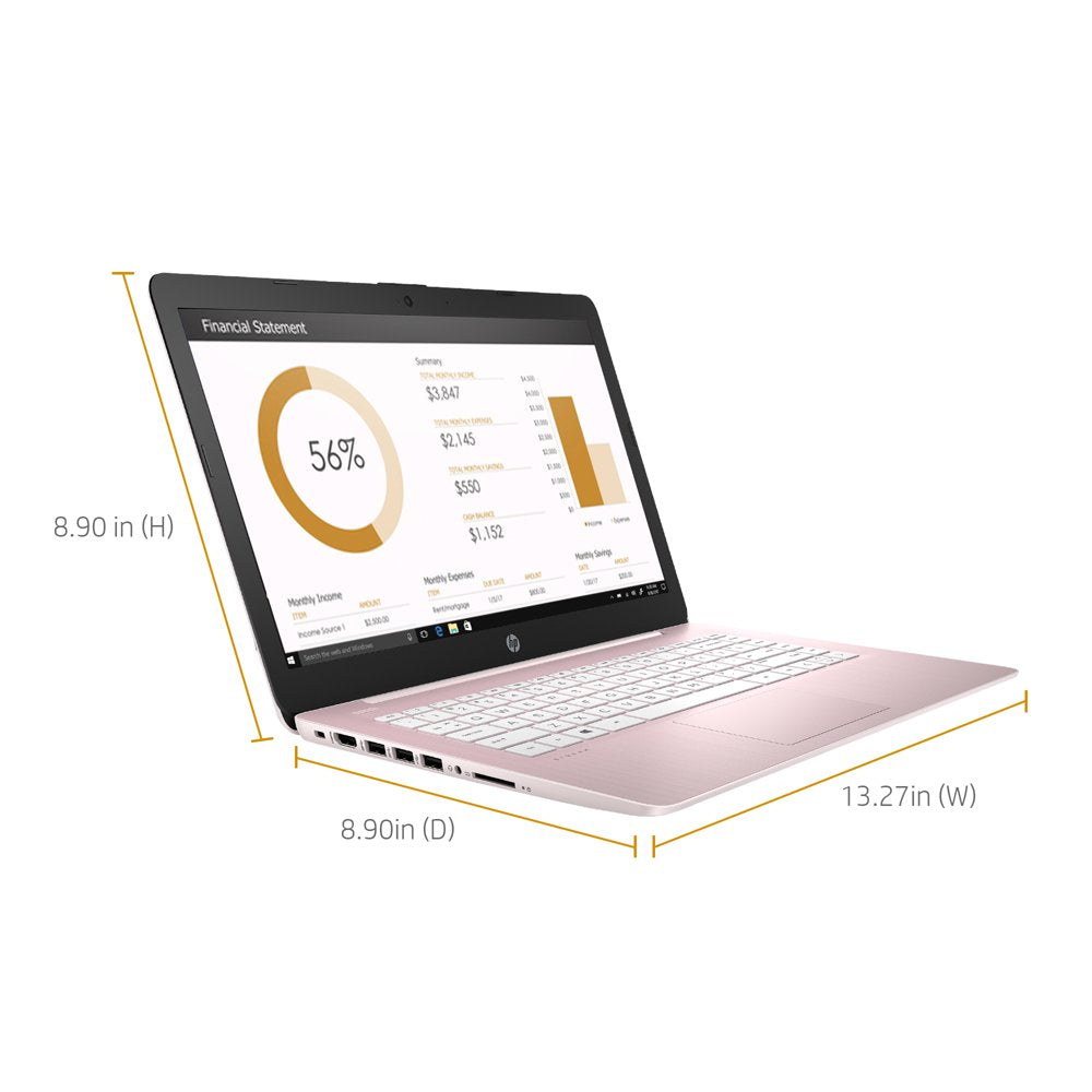 Stream 14 Laptop, Intel Celeron N4000, 4GB SDRAM, 32GB Emmc, Office 365 1Yr, Rose Pink