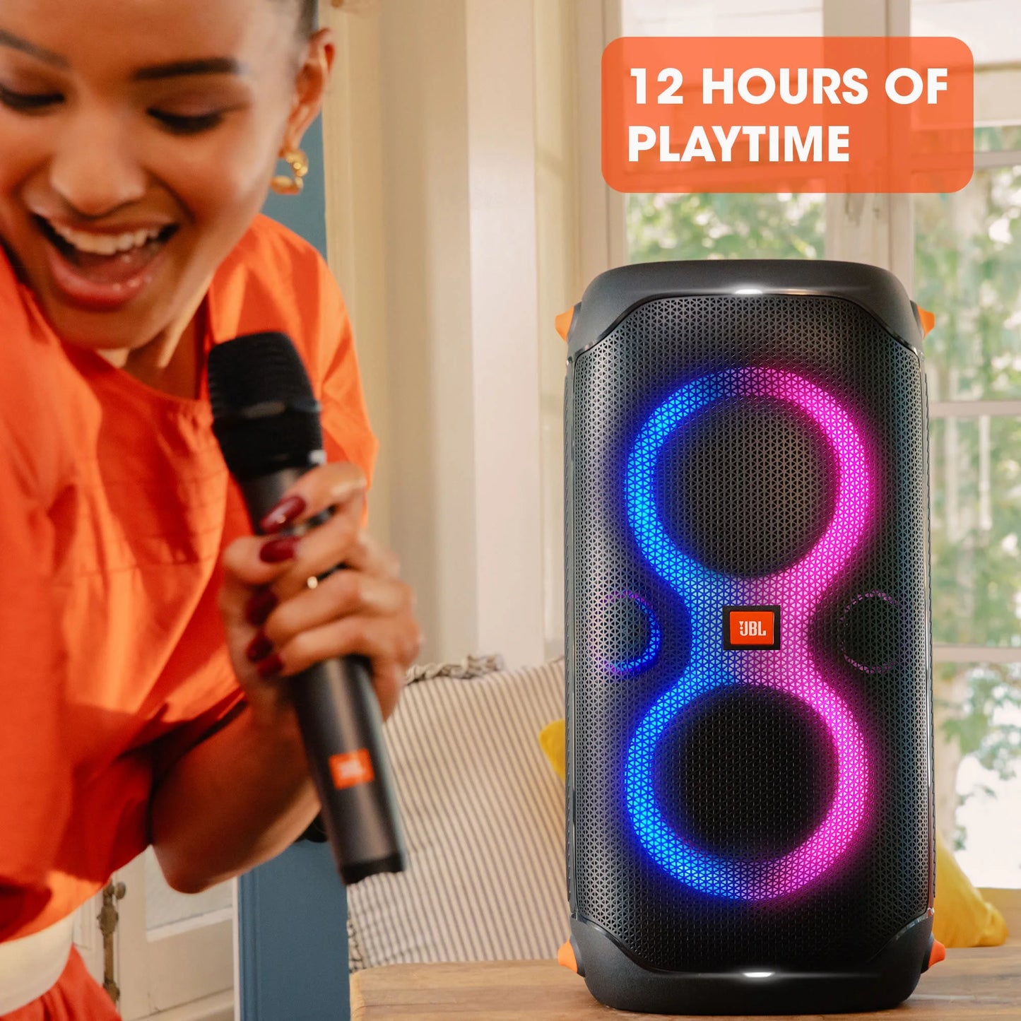 Partybox 110 - Portable Party Speaker with 160W Powerful Sound, Built-In Lights and Splashproof Design - Black