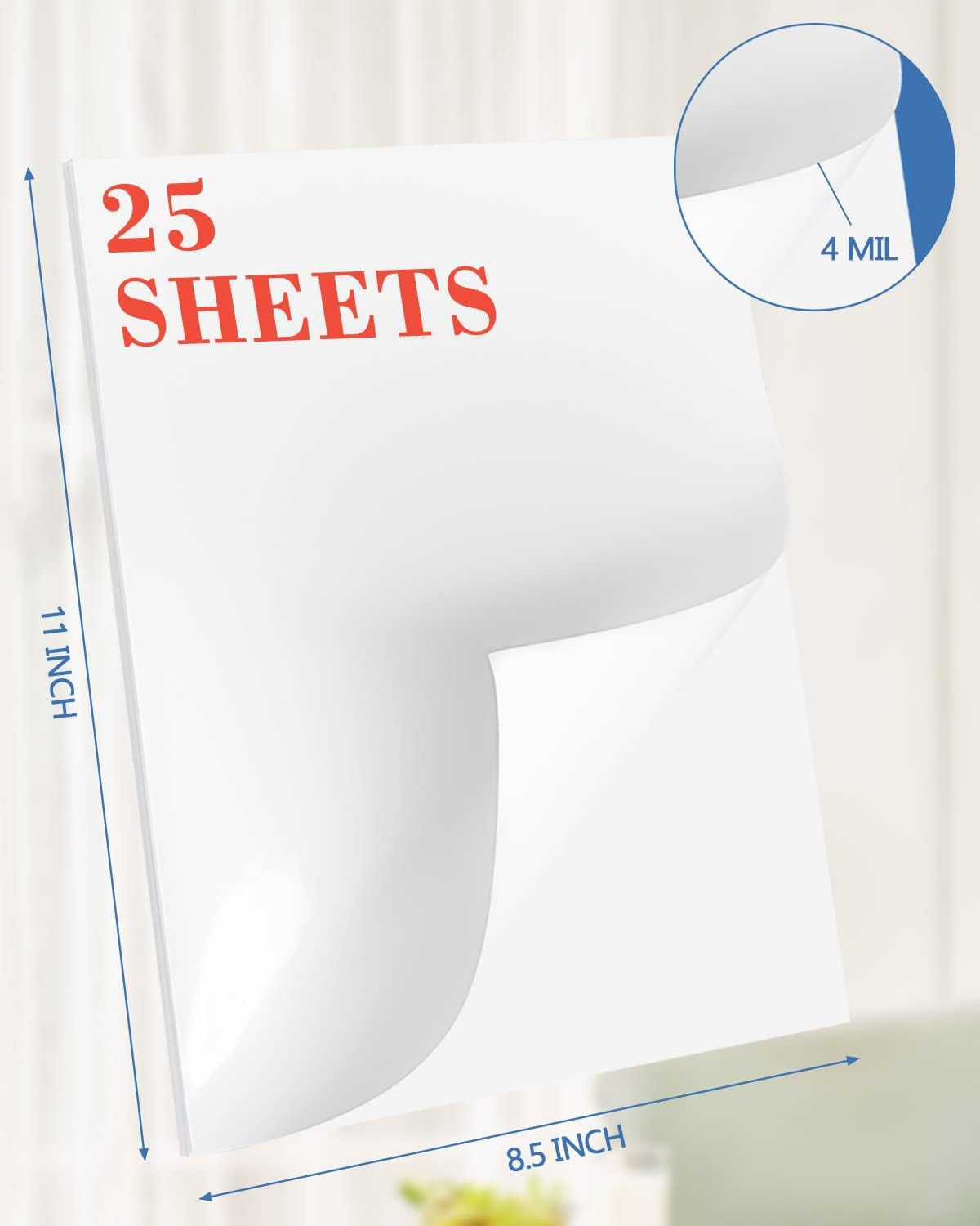 Lzerking Printable Vinyl Sticker Paper for Inkjet Printer - 25 Sheets Glossy White Self-Adhesive Waterproof Decal Sticker Paper - 8.5X11 Inches Dries Quickly Vivid Colors DIY Crafts