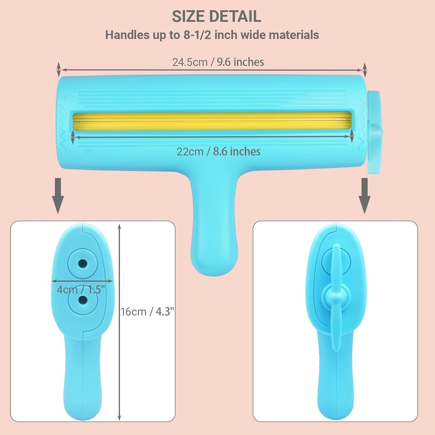 Kw-Trio Paper Crimper for Chip Bags Crafting Paper Creasing Tool for Scrapbooking, Quilling, Wrapping, Bag Sealing Decorative Edge Creaser with 8-1/2 Inches Width Roller (Cyan)