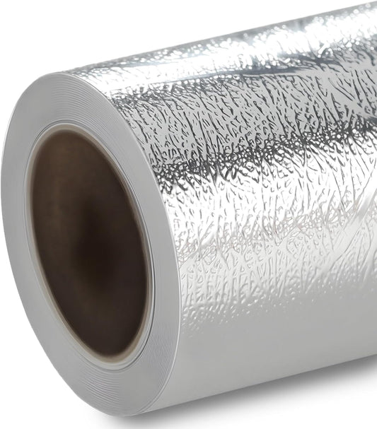 Textured Metallic Permanent Vinyl, 12" X 6Ft Silver Chrome Self-Adhesive Vinyl Compatible with Cricut Cutting Machine, Silhouette, Cameo Cutters, Signs, Scrapbooking (Silver)