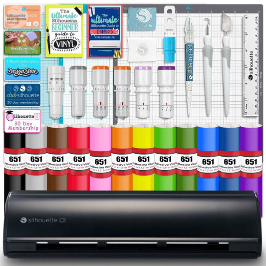 Silhouette Black Cameo 5Α Alpha W/ Deluxe Blade & Tool Pack, Mat Pack, Guides