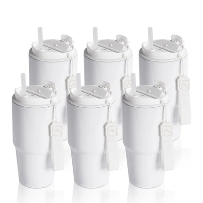 Wholesale Sublimation Tumblers 20 OZ White Blanks with Lid and Plastic Straw Portable String Stainless Steel Coffee Cups 6 Pack & 12 Pack & 24 Pack