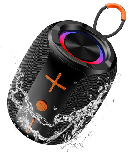 Portable Bluetooth Speaker with Lights, Powerful Crystal Clear Sound, IP67 Waterproof, All Day Playtime, Aux&Tf-Card Input, Bluetooth 5.4, TWS Paring, Small Wireless Speaker for Outdoor, Gift Ideas