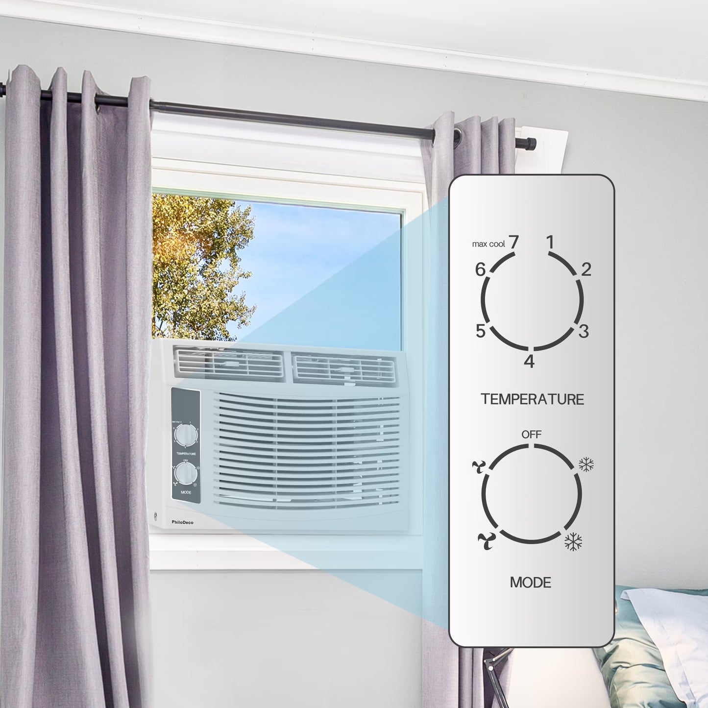 5000 BTU Window Air Conditioner Easy Cool - Capable of Cooling up to 150 Sq Ft. 2 Fan Speeds, 4-Way Air Direction, Mechanical Control, Filter, for Small Room Air Conditioner, Small Ac Unit
