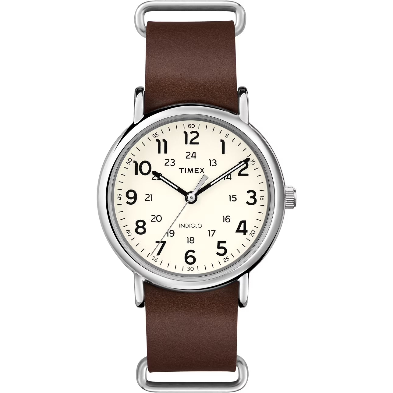 Weekender 40 Watch, Brown Double-Layered Leather Slip-Thru Strap