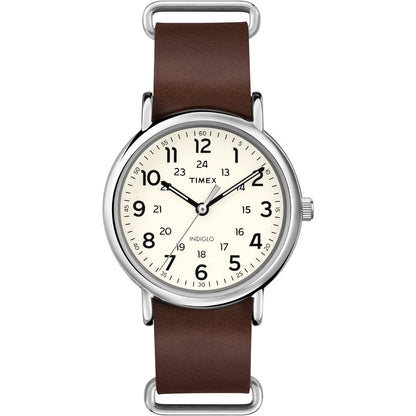 Weekender 40 Watch, Brown Double-Layered Leather Slip-Thru Strap
