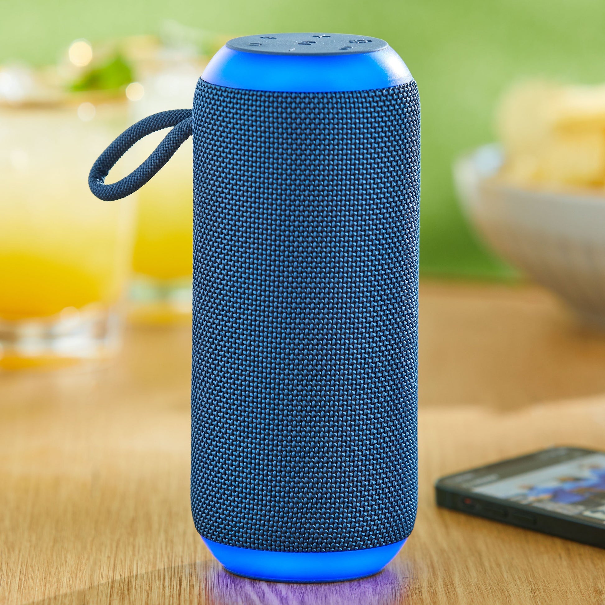 Medium Rugged Speaker with Bluetooth Wireless Technology and LED Lighting, Navy