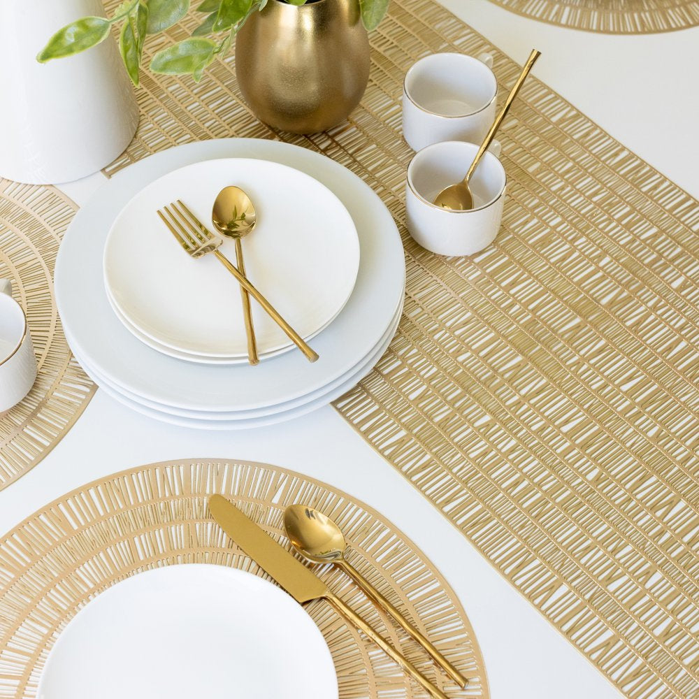 Zayne Pressed Vinyl round Table Placemat Gold 15.8" RD (1 Piece)