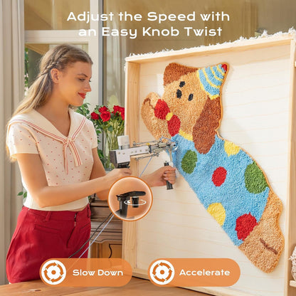 BESGEER 2025 Rug Tufting Gun Starter Kit with Frame with Trimmer - Rug Tufting with Carpet Trimmer Kit with Tufting Frame, 2 in 1 Cut & Loop Pile Gun& Carpet Carving Clippers（Black）