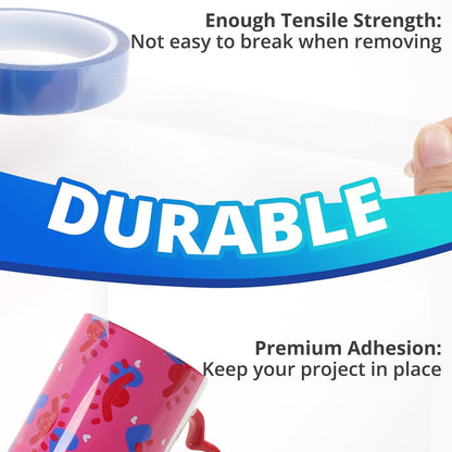 HTVRONT Heat Tape for Sublimation, 4 Rolls 10Mm X33M 108Ft Heat Resistant Tape for Heat Press, Heat Transfer Tape Thermal Tape for Electronics & Heat Vinyl Press Tape No Residue(Blue)