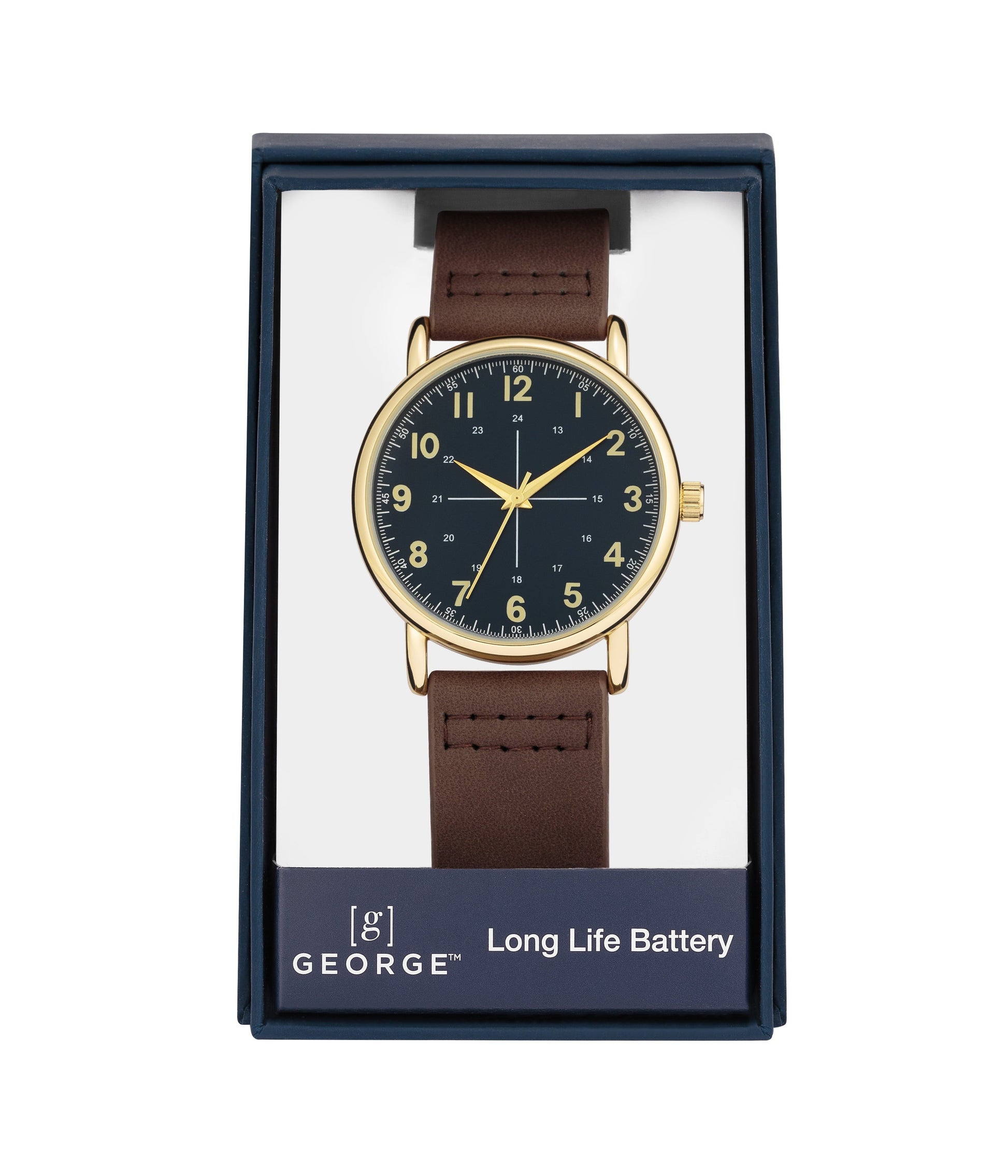 Brown Strap Gold Tone Men'S Analog Watch