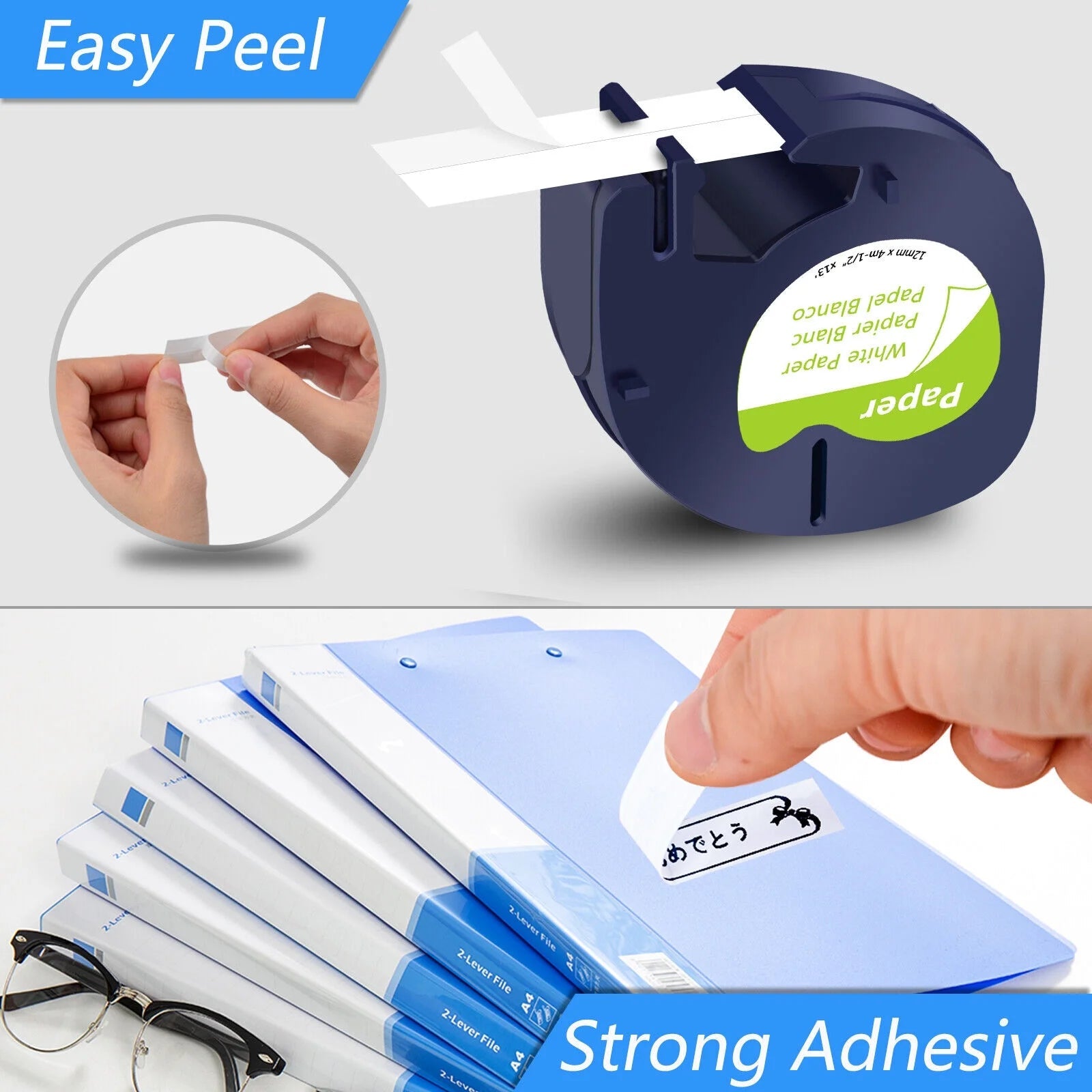 5PK 12Mm 4M Black on White Paper Label Tape Compatible for Dymo 91330 91220 91200 59421 S0721510 Letratag Printer