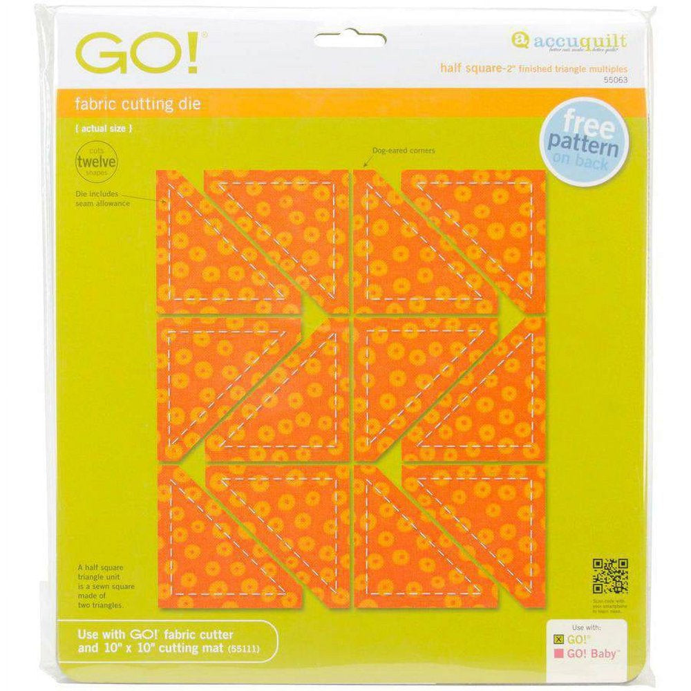 GO! Half Square Triangle-2" Finished Squares Fabric Cutting Die