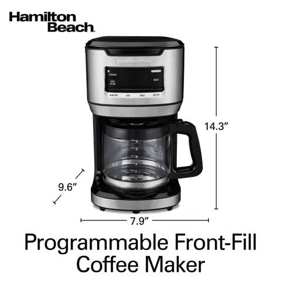 Front Fill Coffee Maker, 14 Cups, Glass, Stainless Steel and Black, 46392