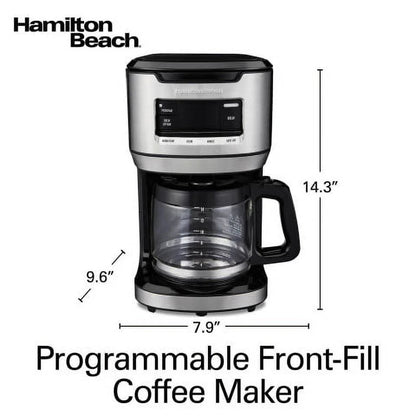 Front Fill Coffee Maker, 14 Cups, Glass, Stainless Steel and Black, 46392