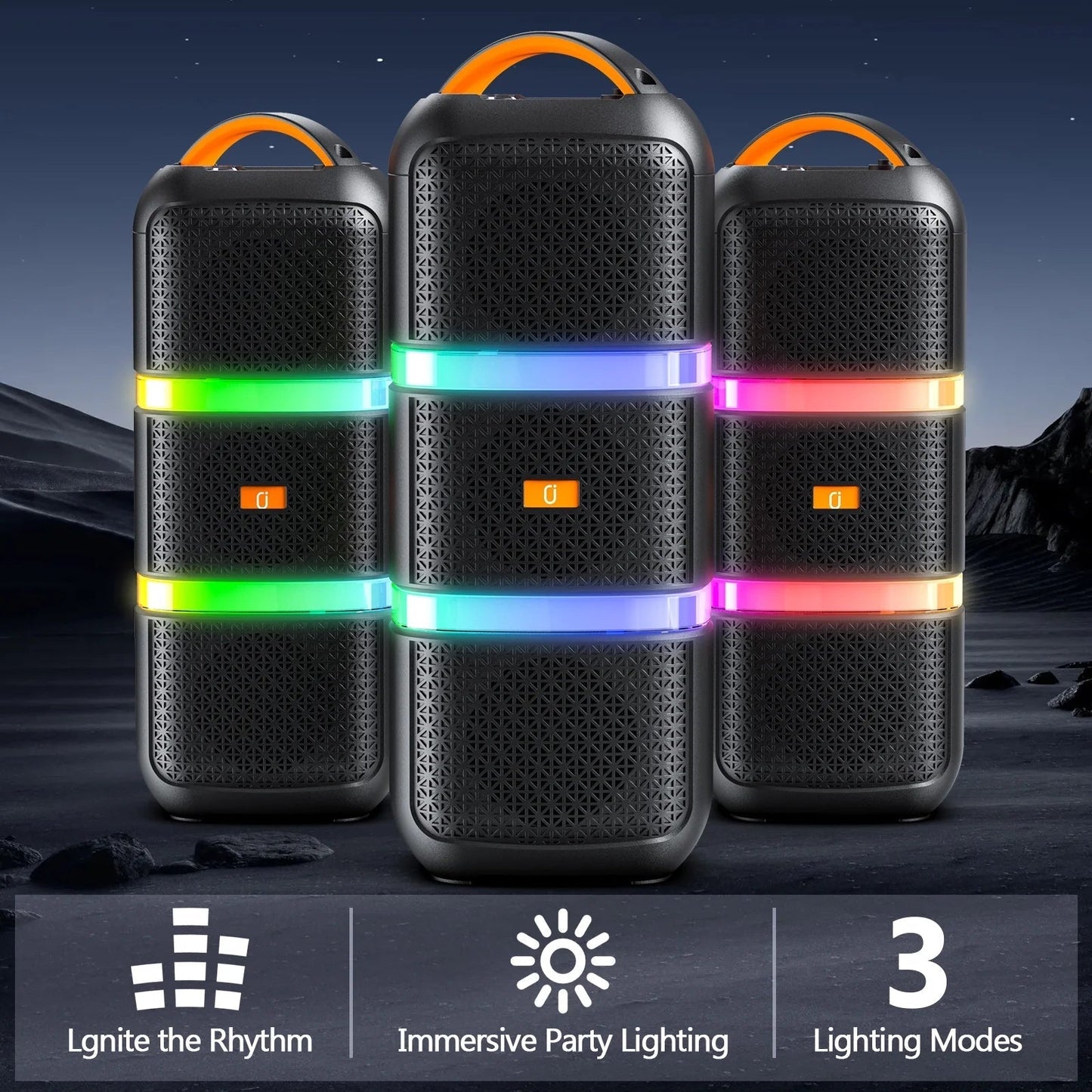 Portable Bluetooth Speaker, Party Speaker with 2 Microphones, 40W Deep Bass Loud Speaker, T29-T