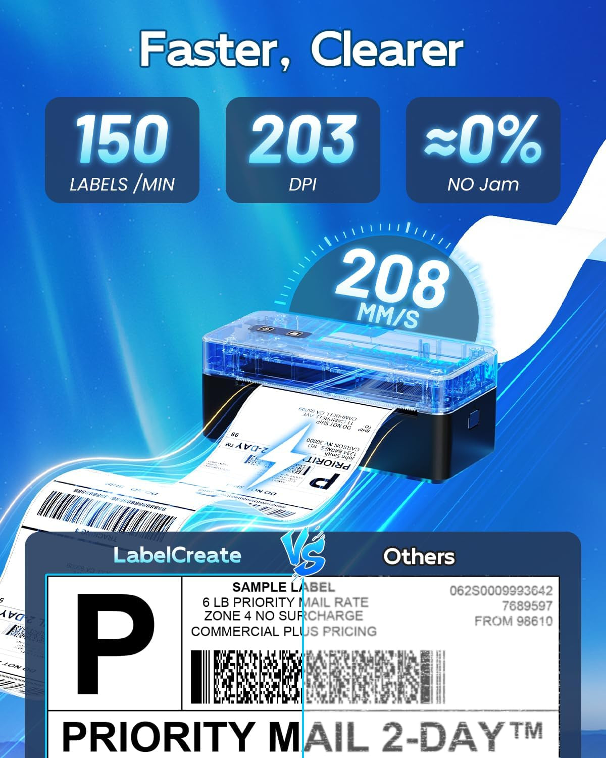 Bluetooth Thermal Shipping Label Printer, 4X6 Thermal Label Printer for Small Business, 2410BT Wireless Label Printers Compatible with Ios Android Phone&Pad&Pc, Widely Used for Ebay, USPS, Fedex, Etc