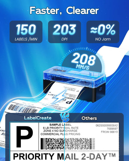 Bluetooth Thermal Shipping Label Printer, 4X6 Thermal Label Printer for Small Business, 2410BT Wireless Label Printers Compatible with Ios Android Phone&Pad&Pc, Widely Used for Ebay, USPS, Fedex, Etc