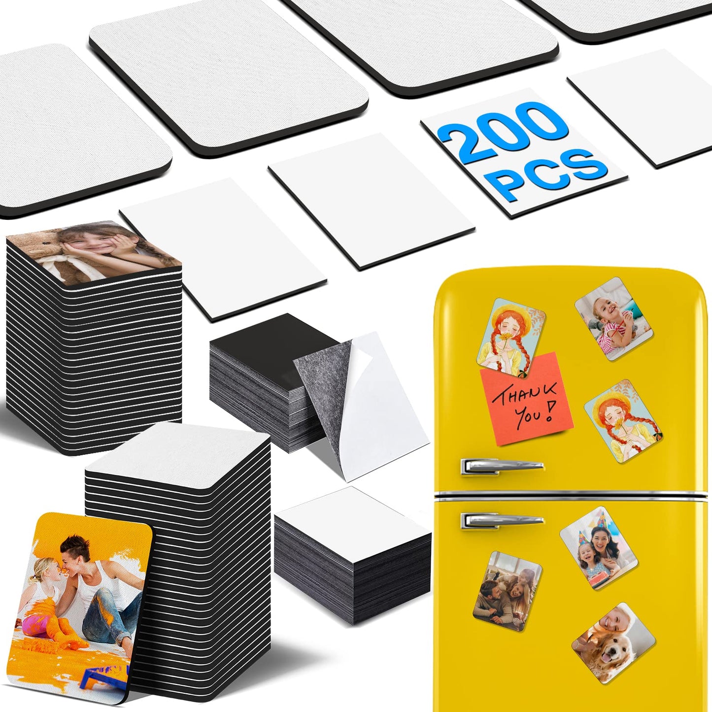 80Pcs Sublimation Magnet Blanks Set,Personalized Sublimation Refrigerator Magnet for Home Kitchen Microwave Oven Decor or Office Calendar with 40PCS Blank Rubber Pad(6x8cm),40PCS DIY Soft Magnetic