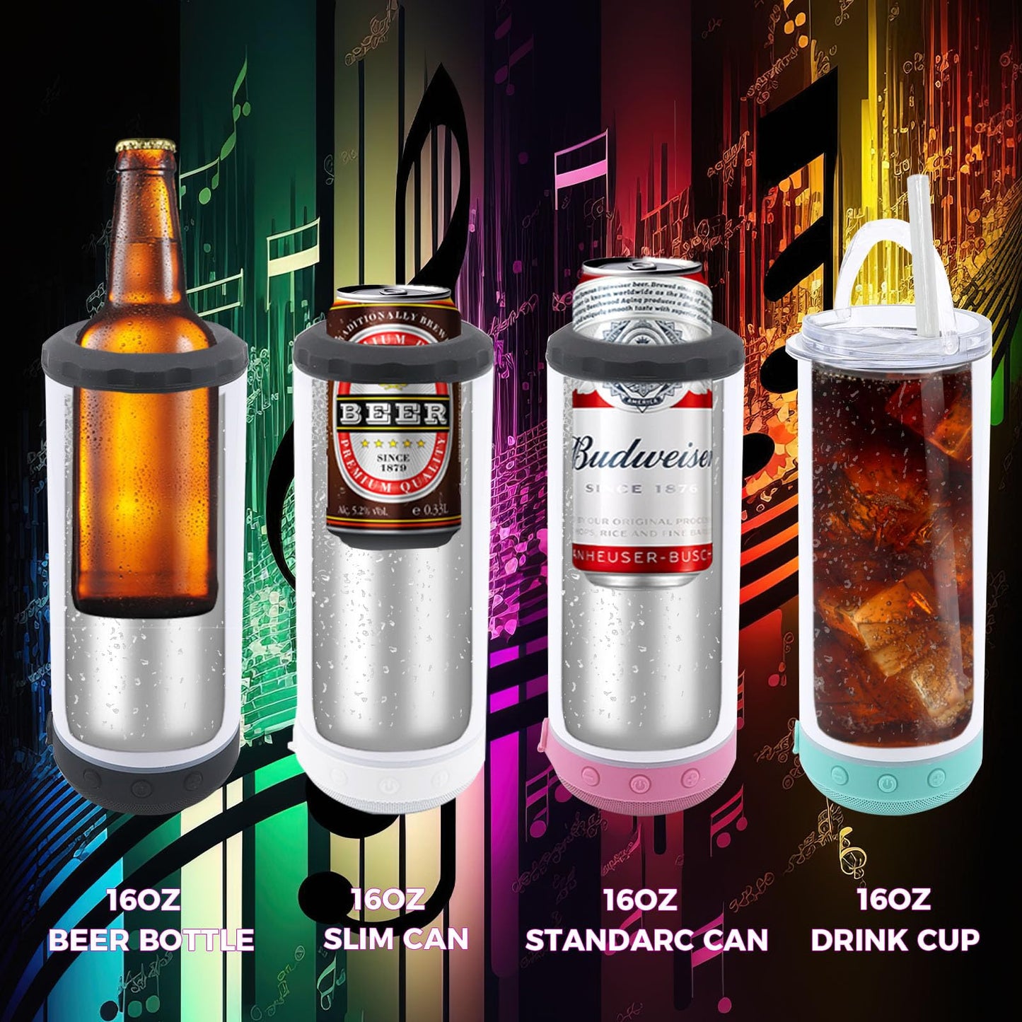 20oz Sublimation Tumbler Blank Bluetooth Tumbler with Straw and Lid, Double-Wall Stainless Steel Vacuum Insulation cups, RemovableRechargeable Bluetooth Wireless Speaker