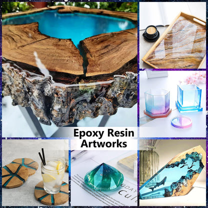 Epoxy Resin 64OZ - Crystal Clear Epoxy Resin Kit - No Yellowing No Bubble Art Resin Casting Resin for Art Crafts, Jewelry Making, Wood & Resin Molds(32OZ x 2)