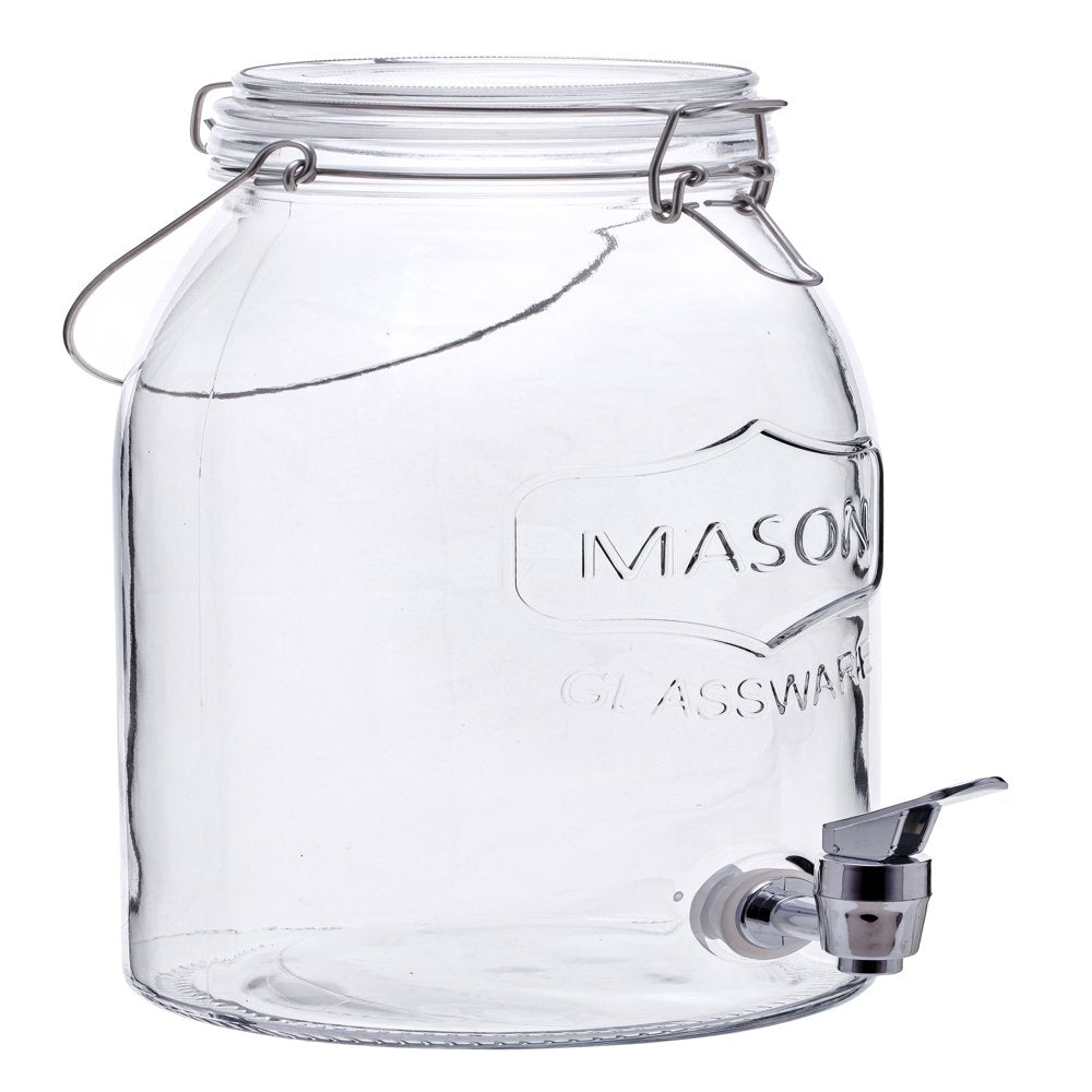 Clear Glass Mason Sun Tea Beverage Dispenser Jar