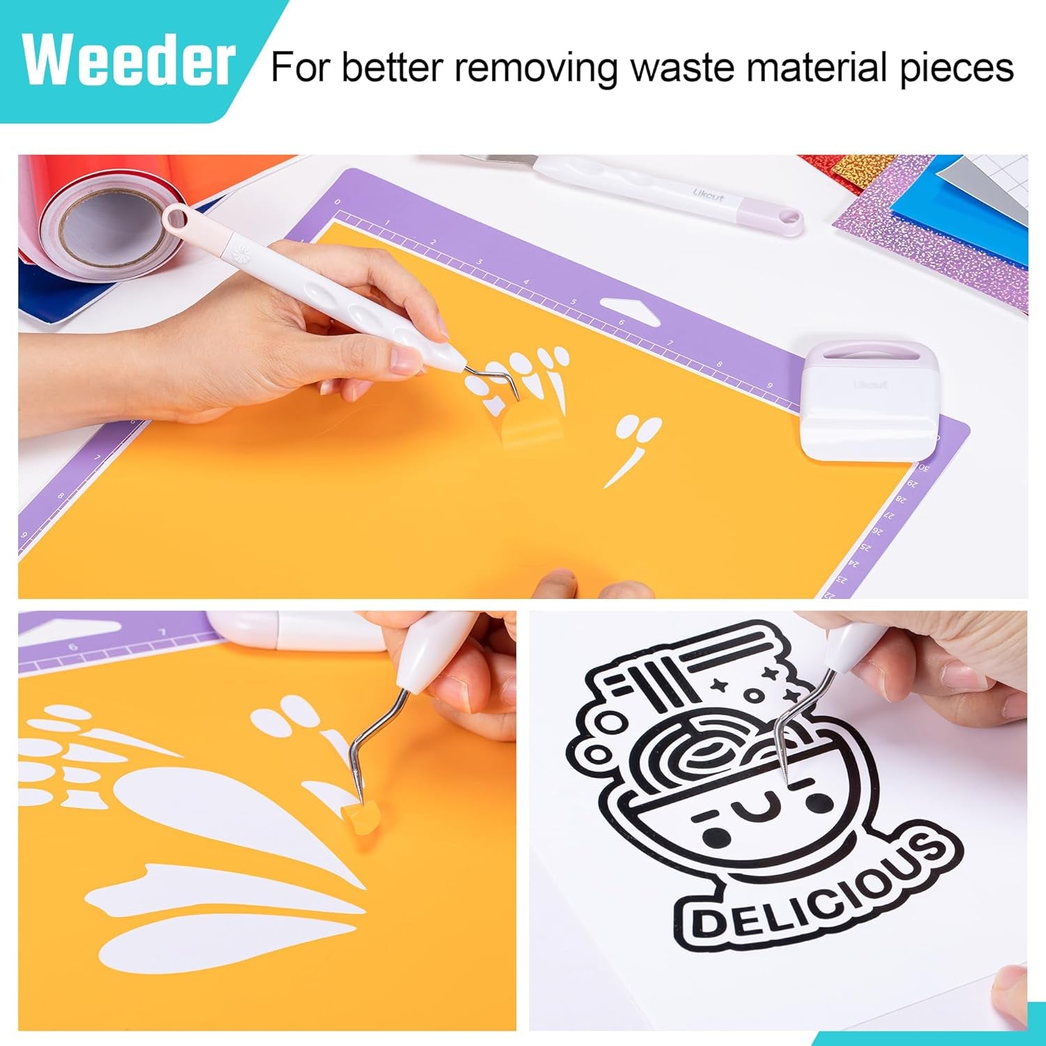 Weeding Tools Set, Precision Crafting Essentials, Craft Weeding Tool Kit for Vinyl, Iron-On & Paper Projects, 3Pcs Weeding Kits, Scraper, Spatula, Weeder for Clean DIY Deisgning