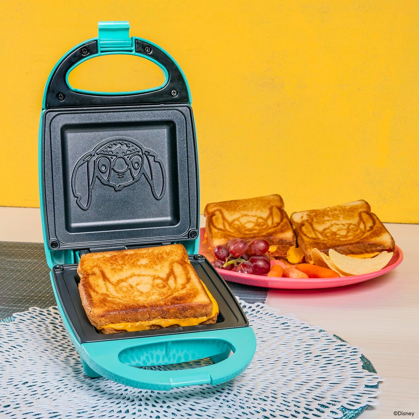 Uncanny Brands Jurassic Park Grilled Cheese Maker- Panini Press and Compact Indoor Grill- Opens 180 Degrees for Burgers