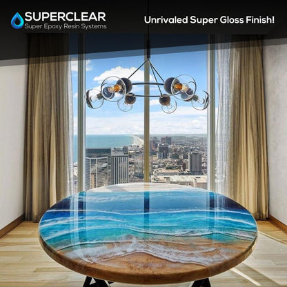 Table Top Epoxy Resin Superclear 1 Gallon | 128 oz Kit, Anti-Yellow Highest UV Impact Resistance, Food Grade Safe, Ultra Crystal Clear Gloss, Bubble Free, Bar & Surface Coat, Tumblers, Wood, DIY