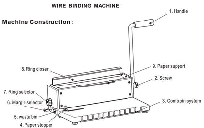 34Holes Punching Binding Machine All Steel Metal Spiral Coil Binder Puncher #026721