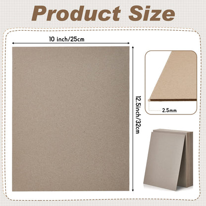 20 Pcs Book Board, Binders Board Chipboard Designer Bookboard Kraft Heavy Duty Chipboard Sheets Bookbinding Supplies for Book Binding Cover (Gray, 12.5 x 10 Inch 22PT)