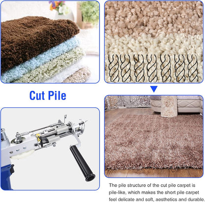 Tufting Gun Cut Pile and Loop Pile 2 in 1 Electric Rug Gun Machine Starter Kit for Tufting Lover