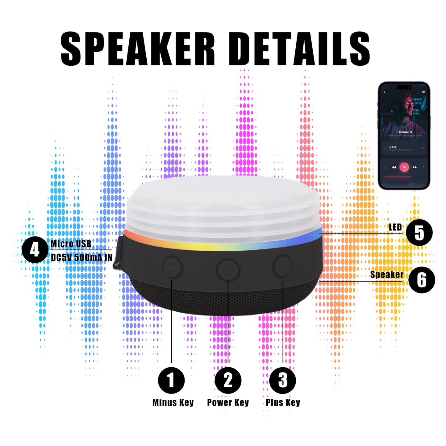 20oz Sublimation Tumbler Blank Bluetooth Tumbler with Straw and Lid, Double-Wall Stainless Steel Vacuum Insulation cups, RemovableRechargeable Bluetooth Wireless Speaker