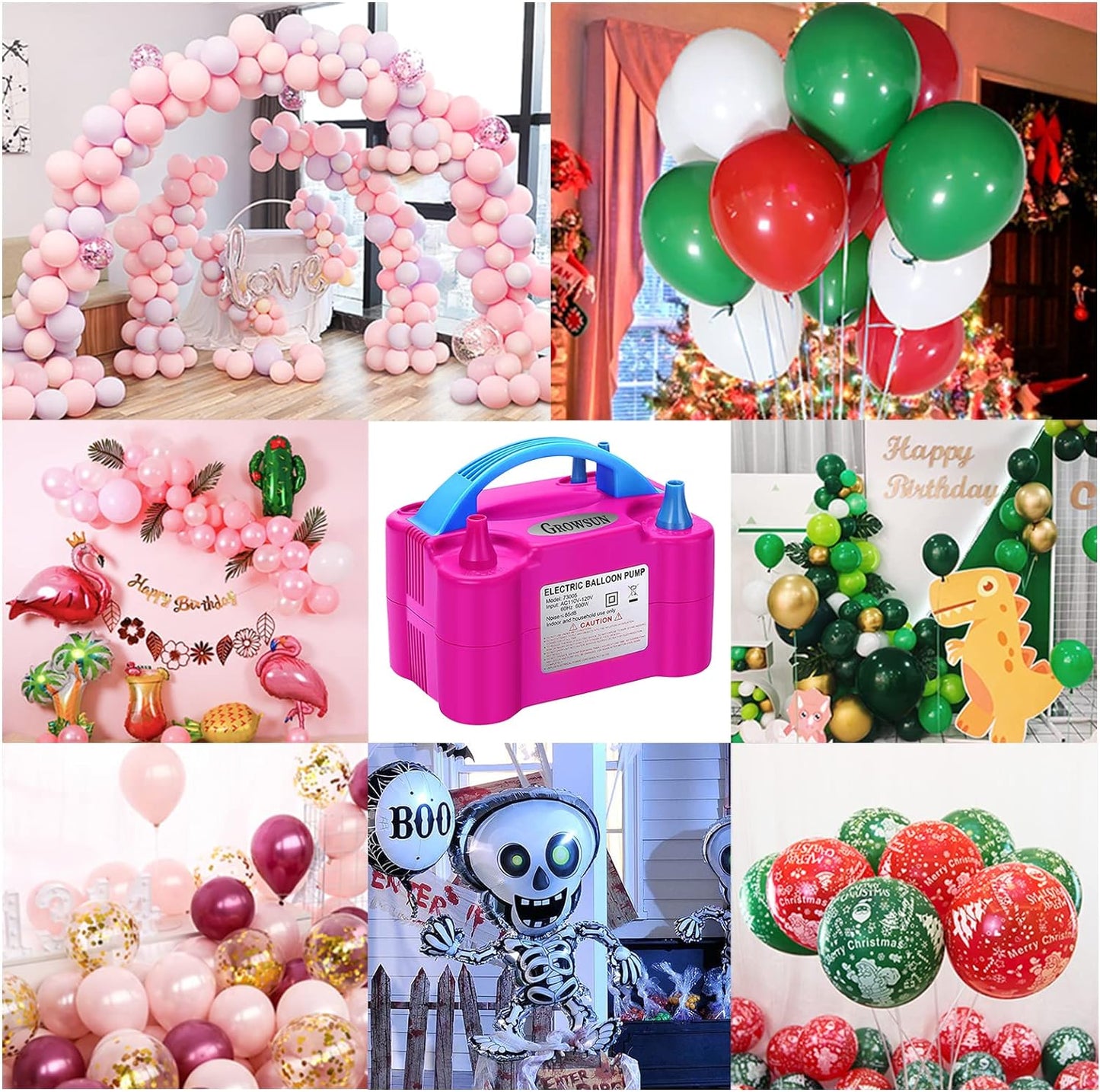 Growsun Electric Air Balloon Pump 110V 600W Balloon Blower Inflator for Garland Arch Party Decoration